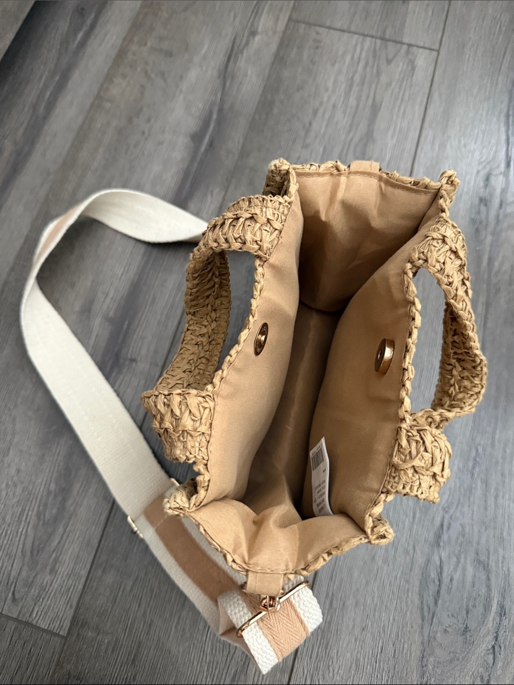 Woven Straw Crossbody Tote Bag - Natural - Picture 5 of 6